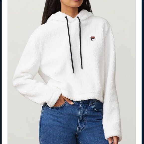 Fila Ember Crop Sherpa Hoodie Size Large - Picture 1 of 8